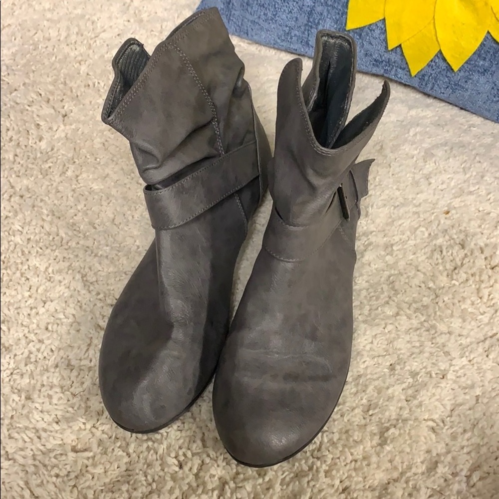 Gray ankle boots